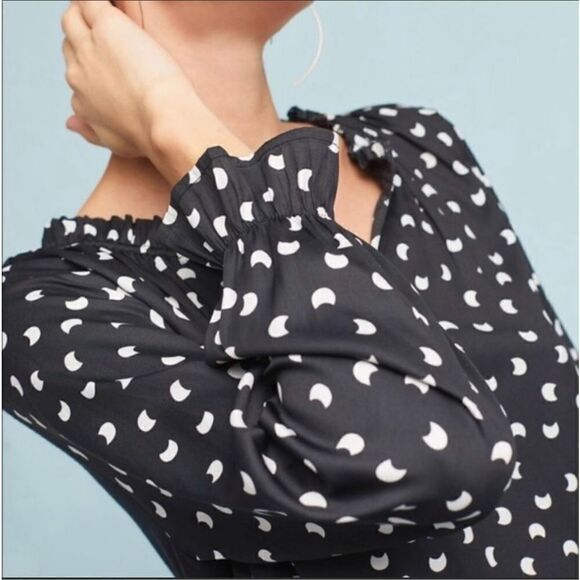 ANTHROPOLOGIE Dolan Left Coast Alcine Printed Ruffle Moon Print French Q… - Picture 10 of 13
